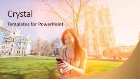  Presentation with cell phone towers - Audience pleasing slides consisting of cell phone against westminster abbey backdrop and a  colored foreground