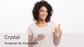  Presentation with process division of cell isolated - Slide set consisting of cell phone and showing thumb background and a lemonade colored foreground