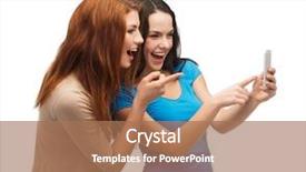  Presentation with friendship - Colorful presentation enhanced with cell phone app - technology friendship and people concept backdrop and a coral colored foreground