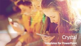  Presentation with internet addiction - Theme having cell phone app - technology internet addiction and people background and a coral colored foreground