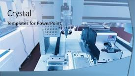  Presentation with automobile factory - Theme with cell phone assembly equipment factory background and a light blue colored foreground