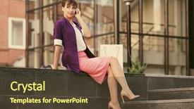  Presentation with purple business - Presentation design having young fashion business woman calling on cell phone at office building stylish female model in purple blazer and pink pencil skirt background and a tawny brown colored foreground