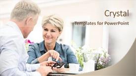  Presentation with cell - Slides having cell phone at sidewalk cafe background and a cream colored foreground