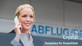  Presentation with brain and cell phone radiation - Presentation design with cell phone at the airport background and a  colored foreground