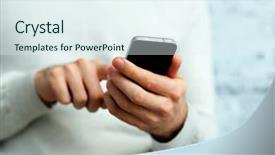  Presentation with hand holding colorful brain sketch - Amazing presentation theme having cell phone call - closeup image of a male backdrop and a  colored foreground