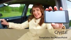  Presentation with woman car driver map - Presentation theme with  background and a  colored foreground.