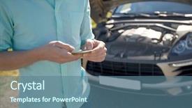  Presentation with road trip - Slide deck featuring cell phone driving - road trip transport travel technology background and a ocean colored foreground