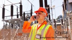  Presentation with substation - Colorful presentation theme enhanced with cell phone in substation backdrop and a coral colored foreground
