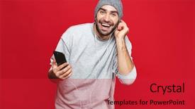  Presentation with t cell - Slide deck featuring cell phone isolated over red background and a red colored foreground