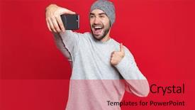  Presentation with cell - Slide set featuring cell phone isolated over red background and a red colored foreground