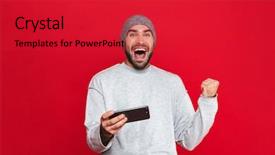  Presentation with process division of cell isolated - Slide deck consisting of cell phone isolated over red background and a red colored foreground