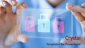  Presentation with transparent screen - Audience pleasing slide set consisting of cell phone lock - business technology safety security backdrop and a light blue colored foreground