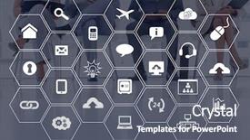  Presentation with telecom digital cimmunica - Theme having cell phone lock - digital composite of icons background and a gray colored foreground