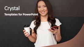  Presentation with text message - Audience pleasing presentation theme consisting of cell phone lock - happy asian woman typing text backdrop and a  colored foreground