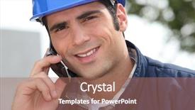  Presentation with foreman - Amazing presentation theme having cell phone safety - foreman making a call backdrop and a coral colored foreground