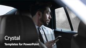  Presentation with car business - Colorful slide deck enhanced with cell phone safety - handsome business man in car backdrop and a dark gray colored foreground