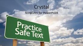  Presentation with safe - Cool new presentation theme with cell phone safety - practice safe text green road backdrop and a light blue colored foreground