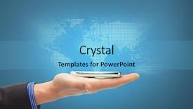  Presentation with new technology - Colorful slides enhanced with cell phone system technologies - business new technology and office backdrop and a light blue colored foreground