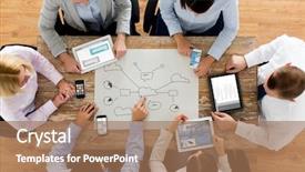  Presentation with people management word cloud - Beautiful slides featuring cell phone system technologies - business people technology cloud computing backdrop and a  colored foreground