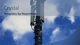  Presentation with cell tower - Presentation theme enhanced with cell-phone-tower-at-cloudy background and a seafoam green colored foreground