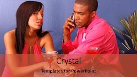  Presentation with african american black couple - Slides featuring cell phone while the woman background and a red colored foreground