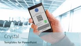  Presentation with travel app - Colorful presentation theme enhanced with cell-phone-with-green-digital backdrop and a light blue colored foreground