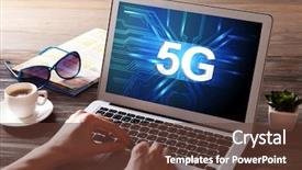  Presentation with business communication - Colorful presentation theme enhanced with cell signaling - business woman use laptop backdrop and a tawny brown colored foreground