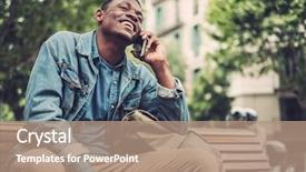  Presentation with elementary school female career day african american - Theme enhanced with cell signaling - young african-american with mobile phone background and a coral colored foreground