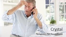  Presentation with cell - Presentation theme featuring cell sorting - retired man with household bills background and a light gray colored foreground