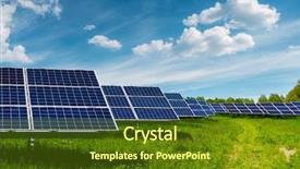  Presentation with alternative energy - Amazing slides having cell structure - solar panel on blue sky backdrop and a tawny brown colored foreground