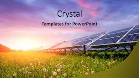  Presentation with solar panel - Amazing PPT theme having cell structure - solar panel on blue sky backdrop and a light blue colored foreground