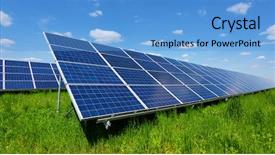  Presentation with alternative energy - Slide set consisting of cell structure - solar panel on blue sky background and a teal colored foreground