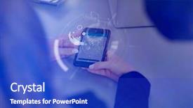  Presentation with hud - Colorful slide deck enhanced with cell telephone with futuristic hud backdrop and a cobalt blue colored foreground