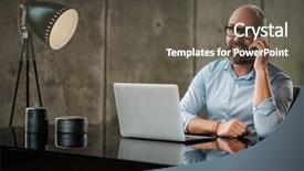  Presentation with interior design office - Presentation design consisting of cell tissue - middle-aged designer working background and a dark gray colored foreground