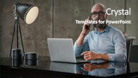  Presentation with interior design office - PPT theme featuring cell tissue - middle-aged designer working background and a dark gray colored foreground