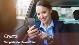  Presentation with car seat - Amazing presentation design having cell transportation - businesswoman with phone backdrop and a tawny brown colored foreground