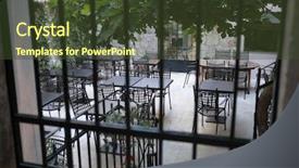  Presentation with cell wall - Cool new presentation with cell wall structure - room with empty tables backdrop and a tawny brown colored foreground