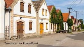  Presentation with kalocsa - PPT theme having cellar-lane-in-hajos-kalocsa background and a coral colored foreground