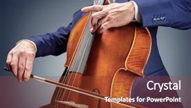  Presentation with orchestra - PPT theme having cellist performing in an orchestra background and a tawny brown colored foreground
