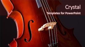  Presentation with music signs dark blue - Amazing PPT layouts having cello in the dark room backdrop and a  colored foreground