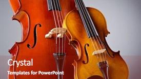  Presentation with music - Amazing slide deck having cello in the dark room backdrop and a  colored foreground