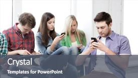  Presentation with internet - Slide deck having teenager cellphone - education and internet concept background and a dark gray colored foreground