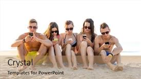  Presentation with phone addiction - Presentation theme enhanced with phone addiction - friendship leisure summer technology background and a coral colored foreground