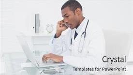  Presentation with medical laptop - Slides with cellphone and laptop at medical background and a white colored foreground