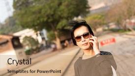  Presentation with talk - Amazing PPT theme having cellphone at checheng nantou taiwan backdrop and a  colored foreground