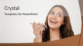  Presentation with long hair - Beautiful presentation featuring cellphone having pleasant mobile dialog backdrop and a  colored foreground