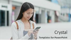  Presentation with city - Audience pleasing theme consisting of cellphone in city of shenzhen backdrop and a  colored foreground