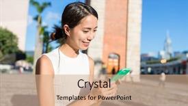  Presentation with hong kong city day - Theme enhanced with cellphone in hong kong background and a coral colored foreground