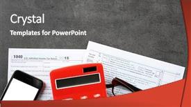  Presentation with calculator - Slides with cellphone on table tax background and a dark gray colored foreground