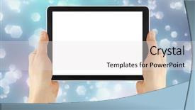  Presentation with medical job advertisement - Beautiful slide deck featuring cellphone tablet ipade in hand backdrop and a light gray colored foreground